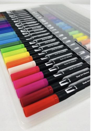  Water Based Markers with Dual Tip Brush – 24 Pack.