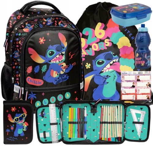  PASO STITCH SCHOOL SET, BACKPACK, BAG, PEN CASE, DISNEY BOARD BOX