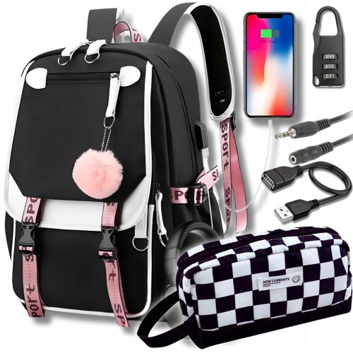 Multi-Compartment Youth School Backpack with Pencil Case & Modern Features Set