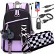 Multi-Functional Youth School Backpack with USB, Lock & Pencil Case - 6-in-1 Large Set