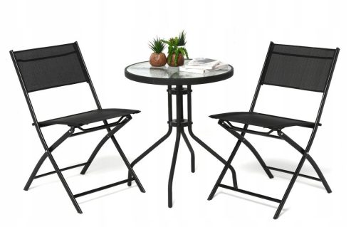  VidaXL metal garden furniture set vidaXL black 3-piece.