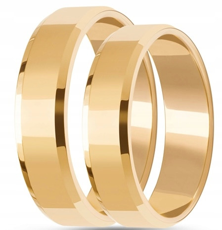  GOLD WEDDING RINGS BEVELLED PAIR 375 5mm FREE ENGRAVING