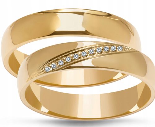  GOLD WEDDING RINGS DECORATED - PAIR PR 585 5mm