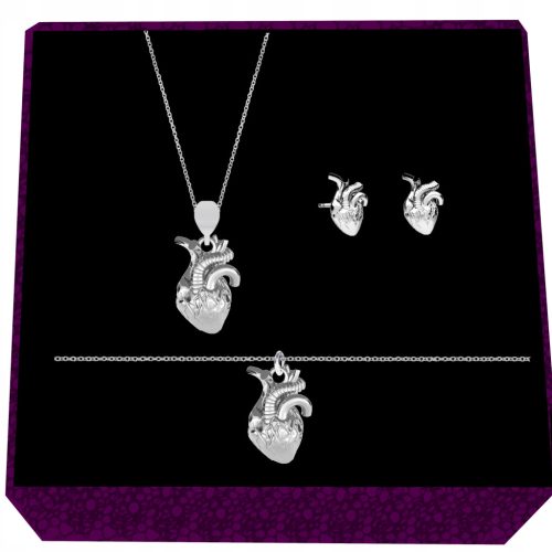  ANATOMICAL HEART 3D Ankier jewelry set silver 925