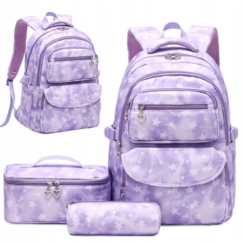 Stylish Multi-Compartment Backpack Set for School with Lunch Bag and Pencil Case