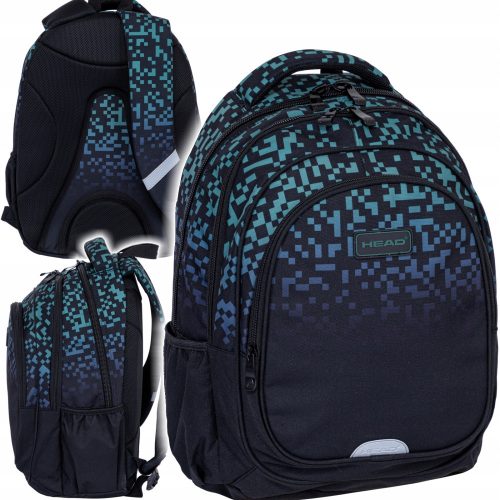  YOUTH SCHOOL BACKPACK ASTRAKOPF BLACK GREEN BRICK PIXELS 3D