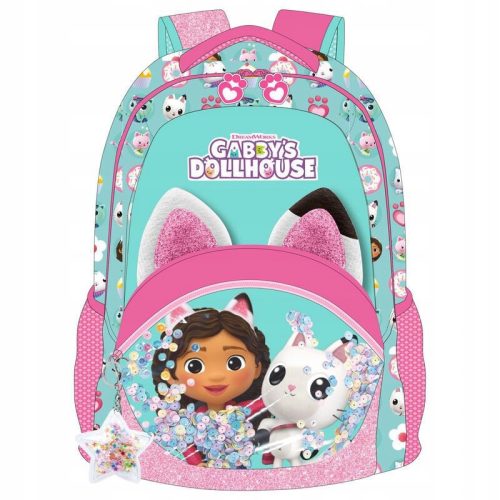  School backpack with multiple compartments Cat's House Gabi Kids Euroswan pink tones