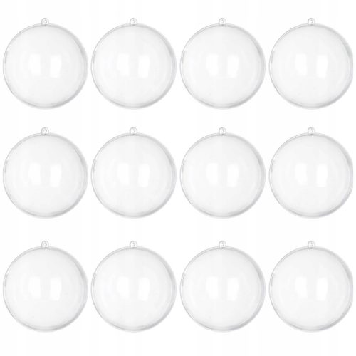  Acrylic balls, transparent, plastic, 8 cm, 12 pcs