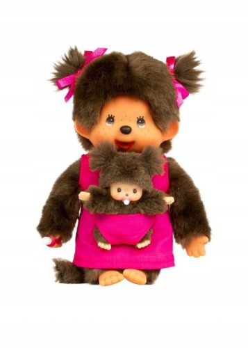  Bandai 23620 Monchhichi Plush Mother and Baby Pink