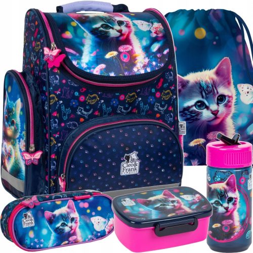  Ergonomic, lightweight, functional school bag for girls, cat, kitten