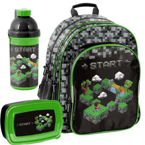  Minecraft Multi-Compartment School Backpack, Paso, Black, Grey and Silver Tones, Green Tones, Multicolor, 18L + 2 more products