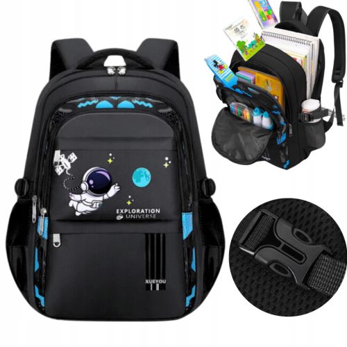 Durable, Multi-Compartment Black School Backpack for Grades 1-3