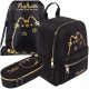  Pusheen St. School backpack with one compartment. Majewski black, yellow and gold tones 8 l + 2 other products
