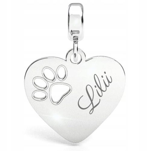  Charms Heart Paw Dog Cat Silver 925 ENGRAVING Pendant Bead Gift