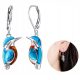  ENGLISH HUMMINGBIRD SILVER EARRINGS 925 TURQUOISE AMBER