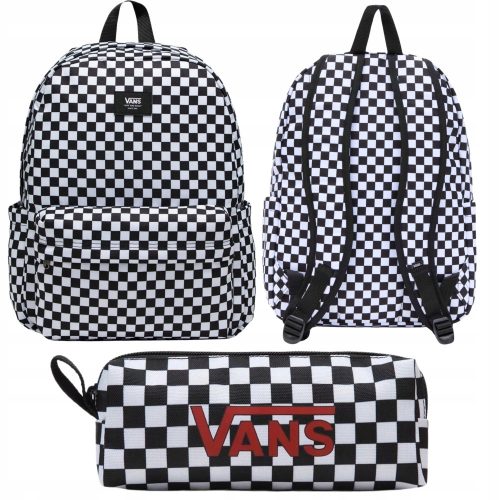  Vans City-Rucksack Check Backpack Black-White VN000H4XY281 mehrfarbig + Federmäppchen Vans PENCIL POUCH-B VN0A7UEPY28 Blk/WhtChk