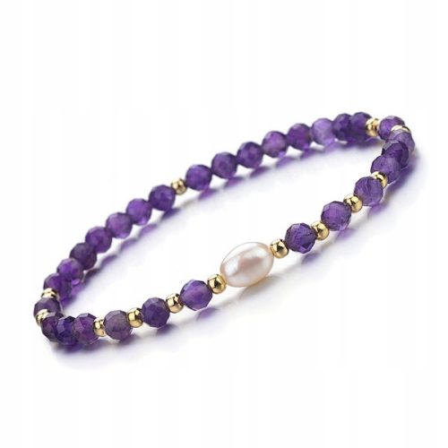  Bracelet Amethyst Natural Stone Rubber Faceted 4mm