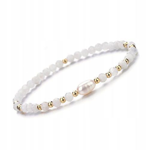  Bracelet Natural Moonstone Rubber Band Faceted 4mm