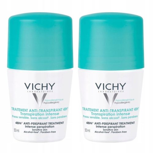 VICHY 48H Anti-Perspirant Roll-On Deodorant Duo Pack, 50ml Each