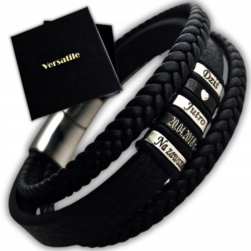  Men's leather bracelet with ENGRAVING FATHER'S DAY, DAD, NAMES, DATES