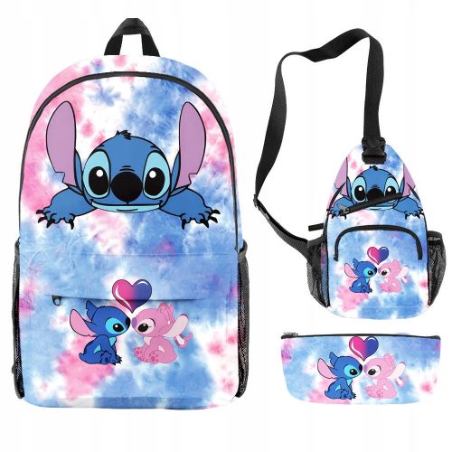  STICH SCHOOL BACKPACK SET PENCIL BAG 3IN1, Lilo and Stitch, Multi-colored