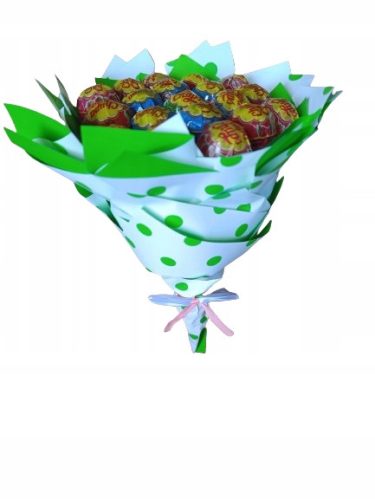  Gift set: white and green Chupa Chups lollipop bouquet, 19 lollipops