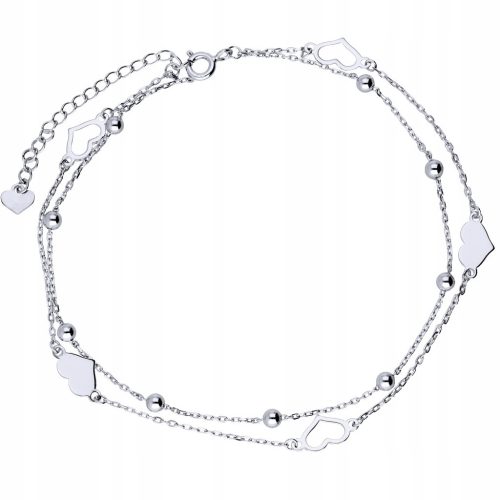  Silver bracelet leg 925 double balls hearts hearts