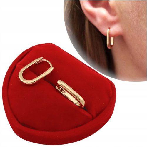  Gold earrings oval elegant subtle anti-allergic ellipses for women