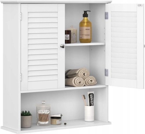  White hanging bathroom cabinet above the sink