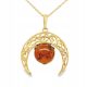  PENDANT silver gold-plated AMBER PENDANT moon lunula GOLD FILM