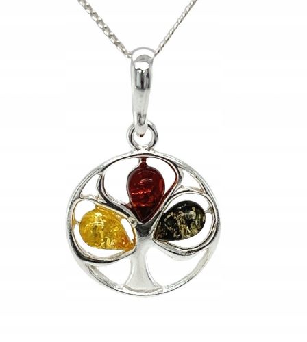  Silver pendant with amber ORIGINAL silver PENDANT FILM TREE