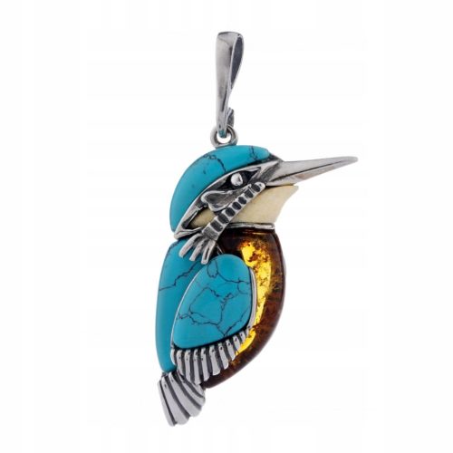  SILVER KINGFISHER PENDANT WITH TURQUOISE