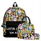  Pokemon Multi-Compartment School Backpack, Black, Blues, Pinks, Yellows and Golds, Multicolor