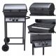  LUND GAS GARDEN GRILL 2 BURNERS 5.5KW BLACK LARGE CHROME GRATE