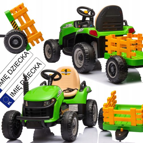  Electric tractor with trailer green 12V EVA