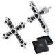  K653 Crosses decorated with black crystals stud earrings silver 925