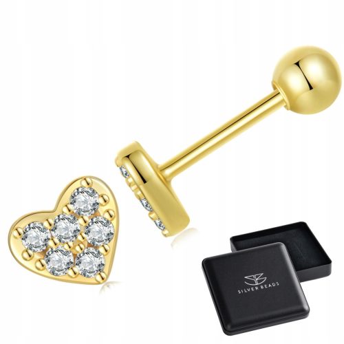  K655 Hearts children's stud earrings silver 925 gold plated