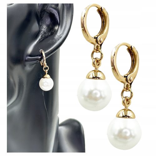  Earrings gold elegant long hanging PEARLS pearls surgical steel