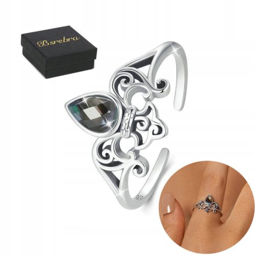  Ring Silver 925 Flower Silver Rings Adjustable Silver Women's