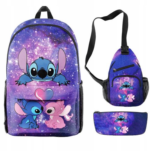  School Backpack with Multiple Compartments Lilo and Stitch Multicolored