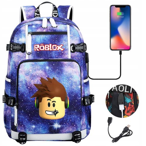  Roblox School Backpack with Multiple Compartments, Multicolor