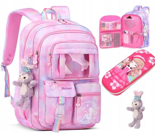  SCHOOL BACKPACK, RAINBOW SCHOOL BACKPACK + pencil case, grades 1-3