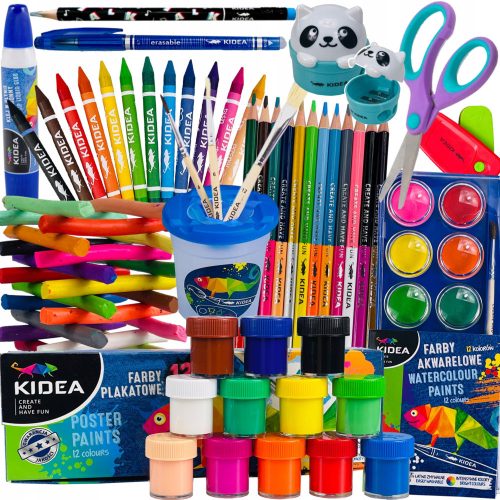  SCHOOL SET FOR CLASSES 1-3 KIDEA PAINTS Colored pencils Plasticine SCISSORS