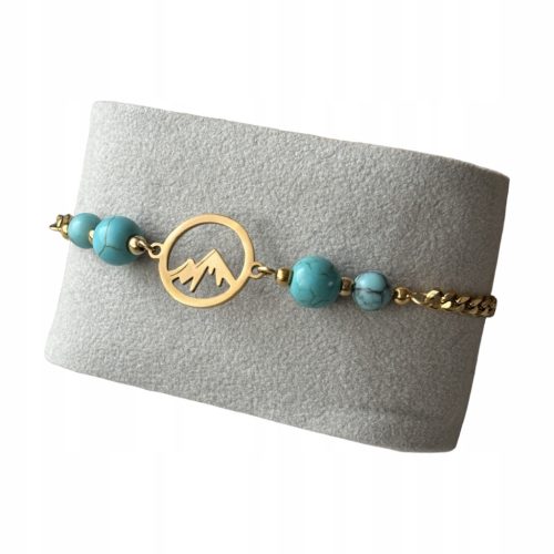 Bracelet with blue Howlite stones and surgical steel top of gold