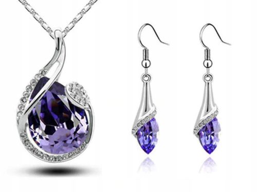  Silver jewelry set purple almonds