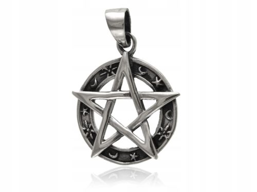  Dark silver 925 pendant Pentagram magic symbol w0613 - 3.5g.