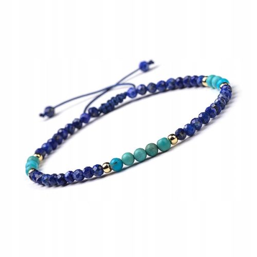  Women's String Bracelet Natural Stone Lapis Lazuli Turquoise 3mm