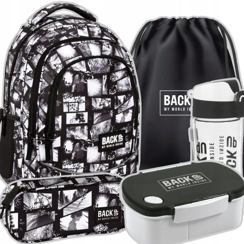  Backup School Backpack with Multiple Compartments, White, Black, Grey Tones and Silver, 26L + 4 more products