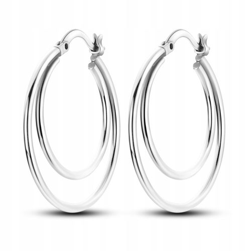  Silver hoop earrings double sterling silver S925 FREE