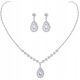  WOMEN'S CRYSTAL NECKLACE with Silver Cubic Zirconia with Hanging Earrings